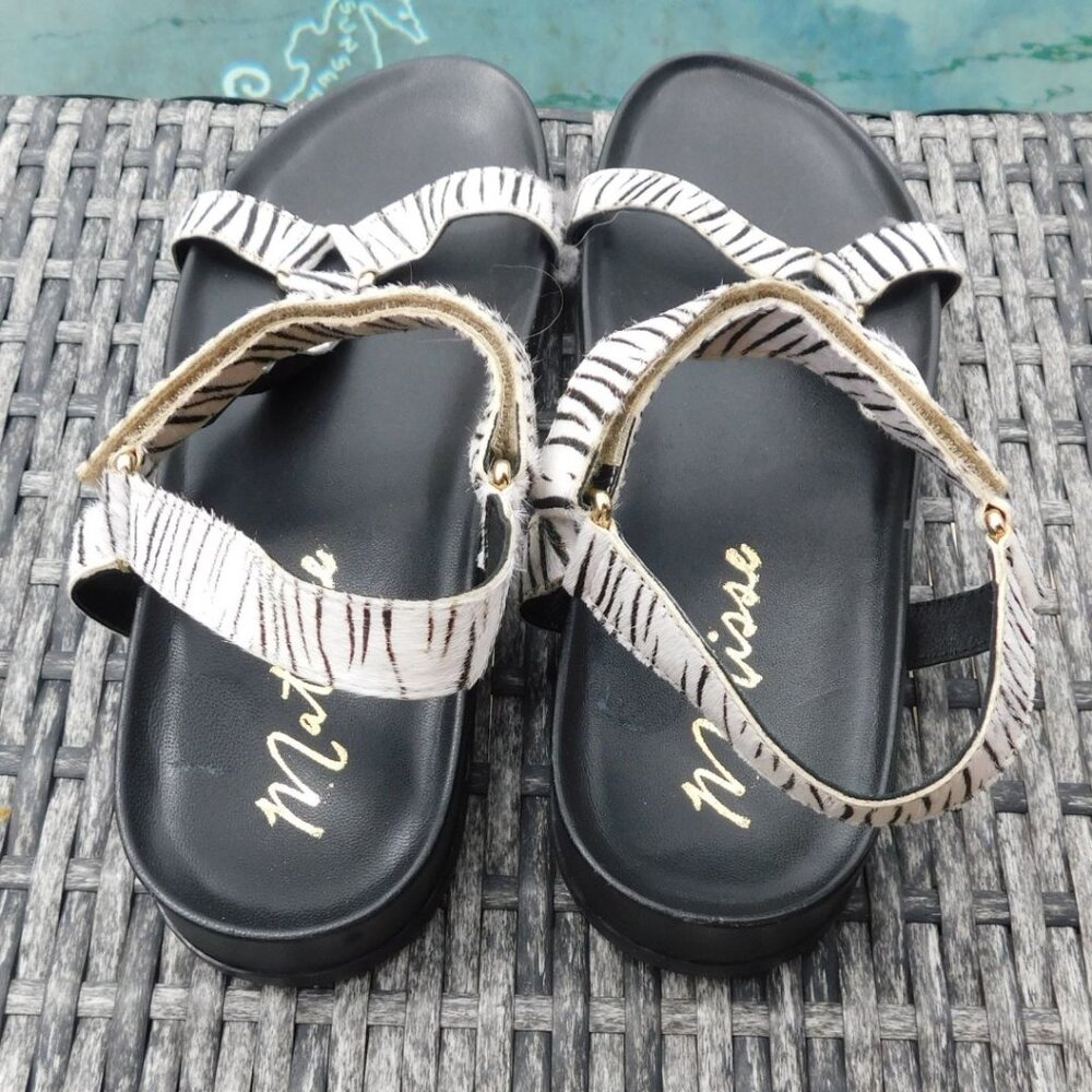 Matisse Black and White Striped Sandals - Picture 4 of 5